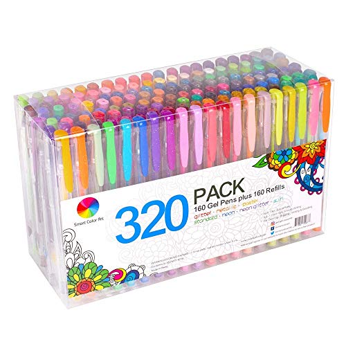 Photo 1 of 320 Pack Gel Pens Set, Smart Color Art 160 Colors Gel Pen with 160 Refills for Adult Coloring Books Drawing Painting Writing
