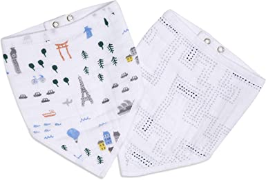 Photo 1 of aden + anais Essentials Bandana Baby Bib, 100% Cotton Muslin, 3 Layer Burp Cloth, Super Soft & Absorbent for Infants, Newborns and Toddlers, Adjustable with Snaps, 2 Pack
