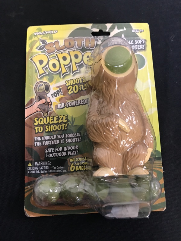 Photo 2 of Hog Wild Sloth Popper Toy - Shoot Foam Balls Up to 20 Feet - 6 Balls Included - Age 4+
