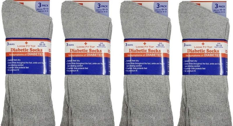 Photo 1 of Diabetic Socks for Mens Womens Loose Fit Non-Binding Cotton Crew Socks 12 Pairs
 SIZE 10-13