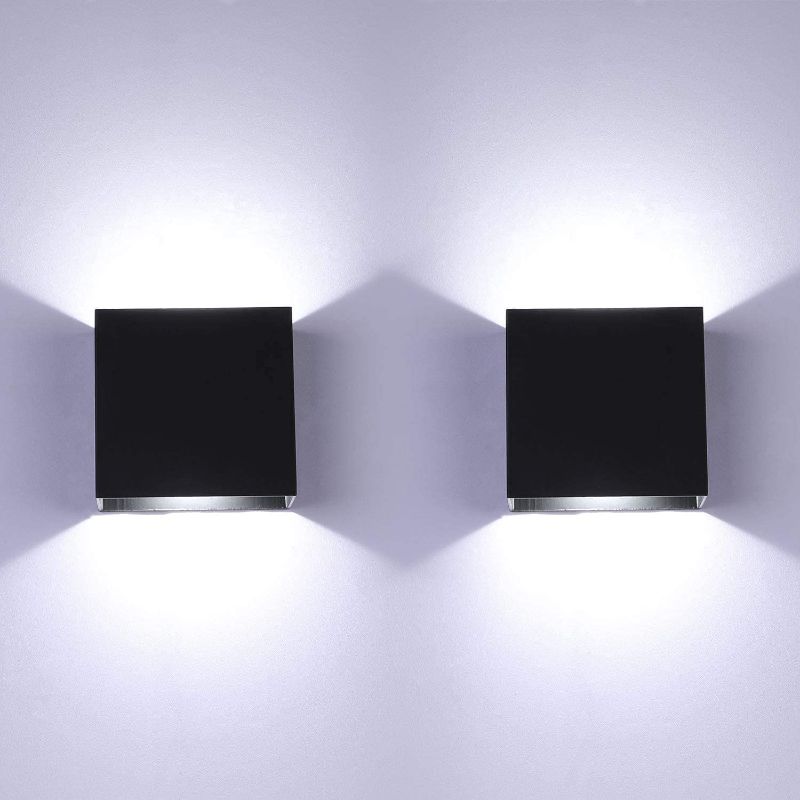 Photo 1 of 2 Pack LED Wall Sconce Mini 10W Hardwired, Lightess Modern Wall Lamp Black Up Down Wall Mount Lights Mini Metal for Living Room Hallway Bedroom Decor, Cool White, O1186TP
