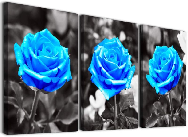 Photo 1 of Canvas Wall Art For Living Room Family Wall Decorations For Bedroom Modern Bathroom Wall Decor Paintings Blue Rose Flowers Pictures Artwork Inspirational Canvas Art Prints Kitchen Home Decor 3 Piece
