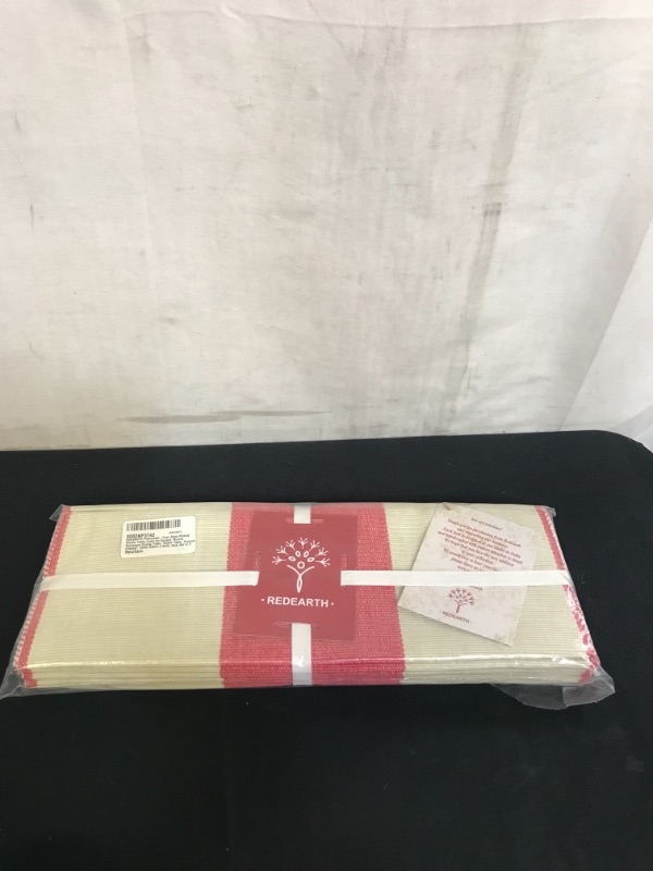 Photo 1 of REDEARTH Placemats-Yarn Dyed Ribbed Woven Table Linen for Square, Round, Rectangle Dining Table, Coffee Table, Console, Dresser; 100% Cotton (14x20; Red) Set of 6
