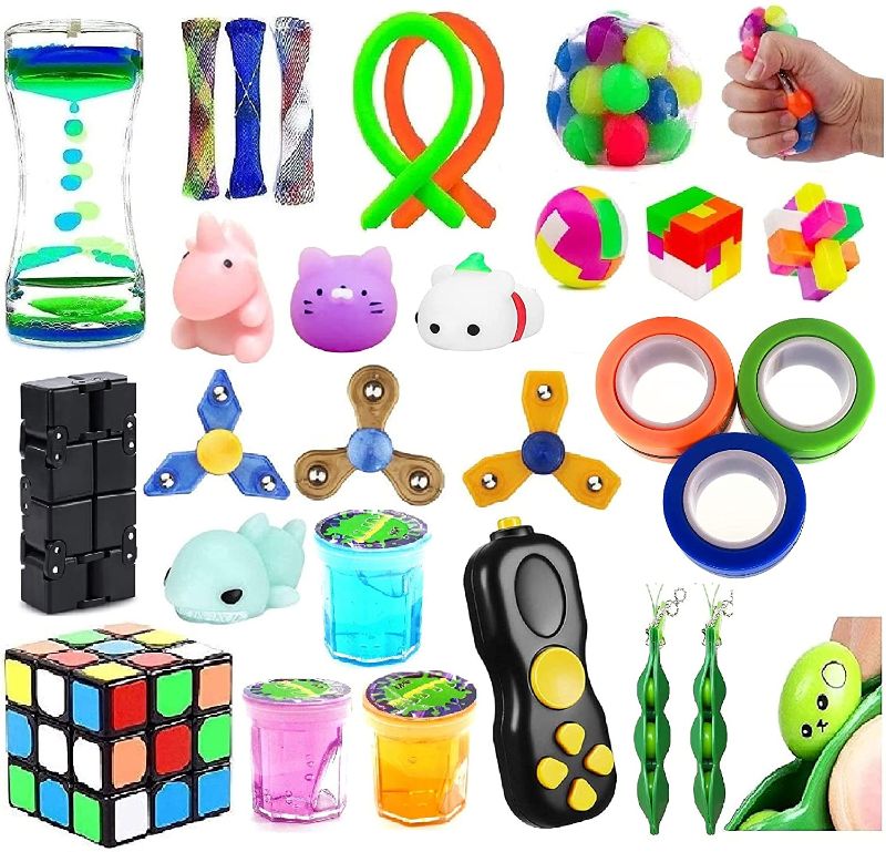 Photo 1 of Ouker Sensory Fidget Toy Bundle, Fidget Toy Assortment for ADD ADHD Autistic Kids Children Adults,Stress Relief and Anti Anxiety with Motion Timer?Cube, Classroom Prize Reward with Gift Box
