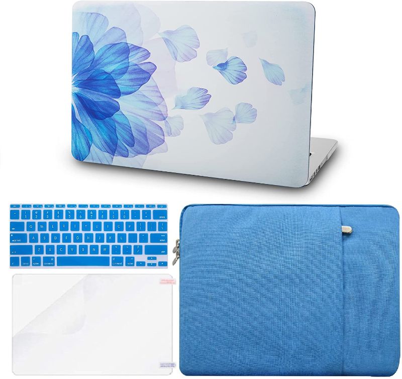 Photo 1 of KECC Compatible with MacBook Air 13 inch Case (2010-2017 Release) A1369/A1466 Plastic Hard Shell Keyboard Cover + Sleeve + Screen Protector (Blue Flower)
