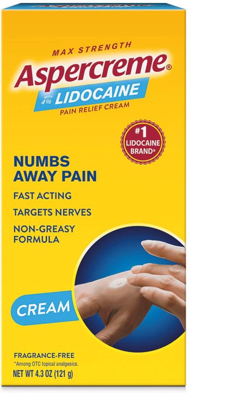 Photo 1 of Aspercreme with Lidocaine Maximum Strength Pain Relief Cream, 4.3 Oz
 EXP 03/23, 2 COUNT 