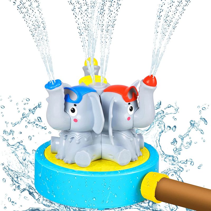 Photo 1 of DX DA XIN Outdoor Water Play Sprinklers, Garden Water Spray Toys for Kids Toddlers Summer Backyard Elephant Sprinkler Toy Fix to Garden Hose Water Park for Gift Boys Girls Pets Squirt Plays Fun-Grey
