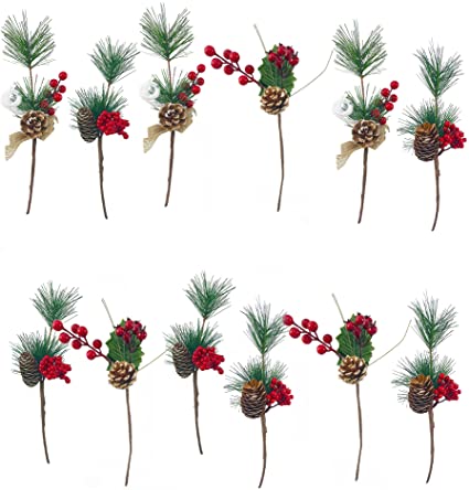 Photo 1 of 12 PCS ARTIFICIAL PINE PICKS DECORATIONS