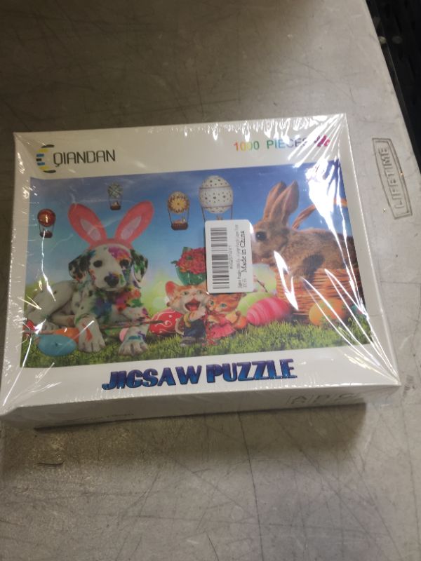 Photo 2 of Jigsaw Puzzles 1000 Pieces Cute Animals, 29.5" x 19.7" Gifts Home Decoration, Dog Cats Rabbit Dinosaur Egg Hot Air Balloon Cartoons for Kids Large Puzzle Game Toys
