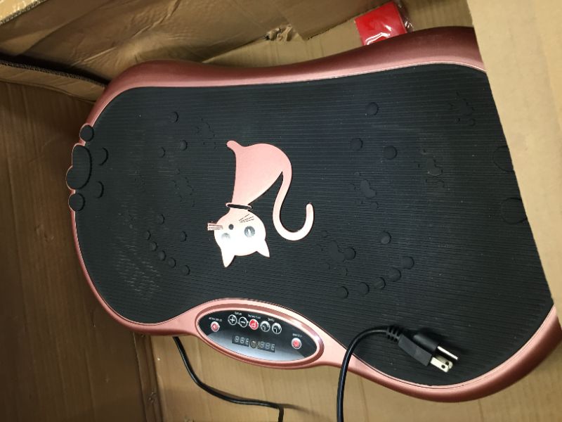 Photo 4 of -Ravs Vibration Plate Exercise Machine Whole Body Workout Machine Vibration Fitness Platform Machine Home Training Equipment with Resistance Bands, Remote Control and Max Load 330lbs - missing some fitness equipment
PINK