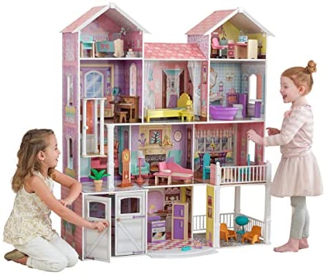 Photo 1 of KidKraft Country Estate Wooden Dollhouse for 12-Inch Dolls with 31-Piece Accessories, Gift for Ages 3+
