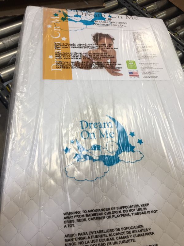 Photo 3 of Dream On Me, Sunset 3” Extra Firm Fiber Portable and Mini Crib Mattress in White I Green Guard Gold Certified