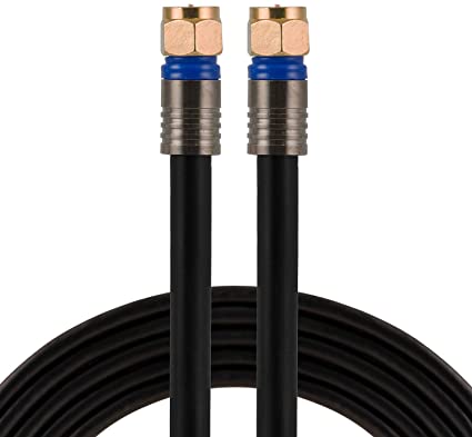 Photo 1 of GE RG6 Coaxial Cable, 50 ft. F-Type Connectors, Quad Shielded Coax Cable, 3 GHz Digital, In-Wall Rated, Ideal for TV Antenna, DVR, VCR, Satellite, Cable Box, Home Theater, Black, 33532