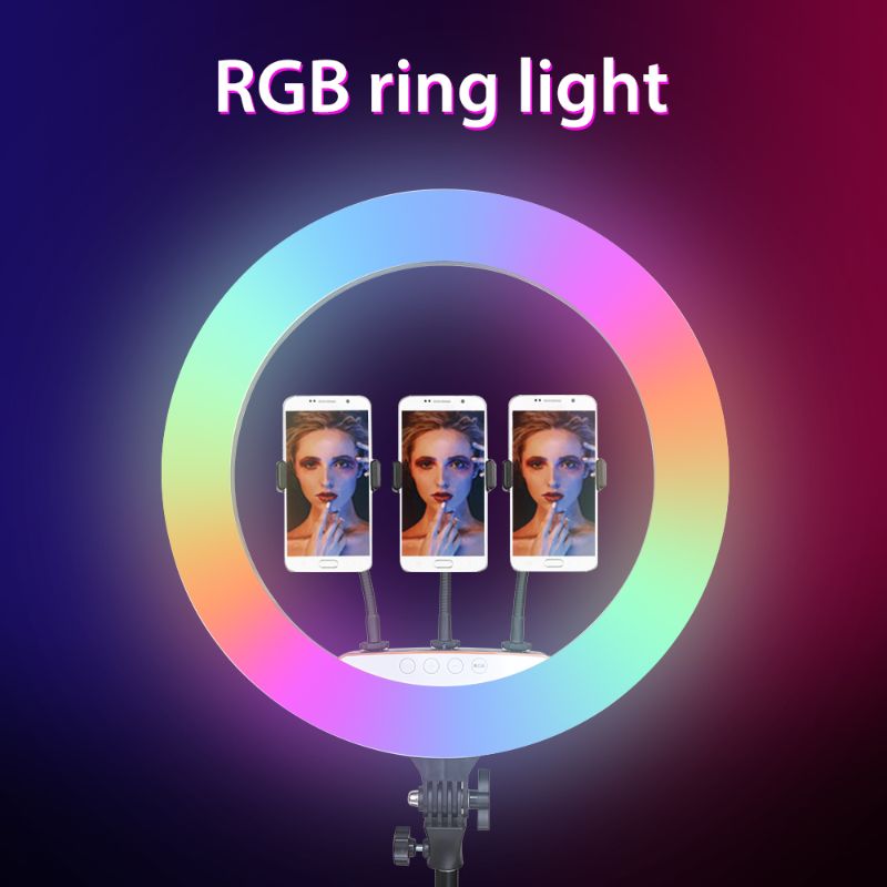 Photo 1 of 45cm 18 inch RGB Led Ring Light Dimmable Selfie Lamp Photography Lighting For Studio Live Professional photography fill light