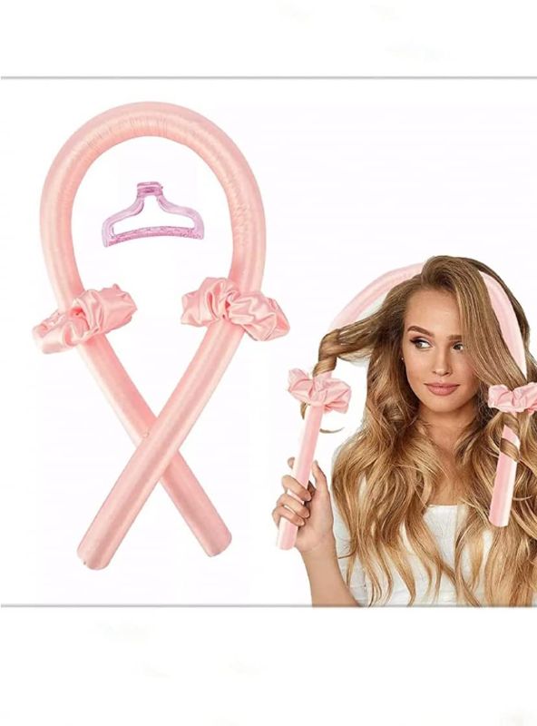 Photo 1 of 2 PK Heatless hair curling rod headband (Large, Pink)
