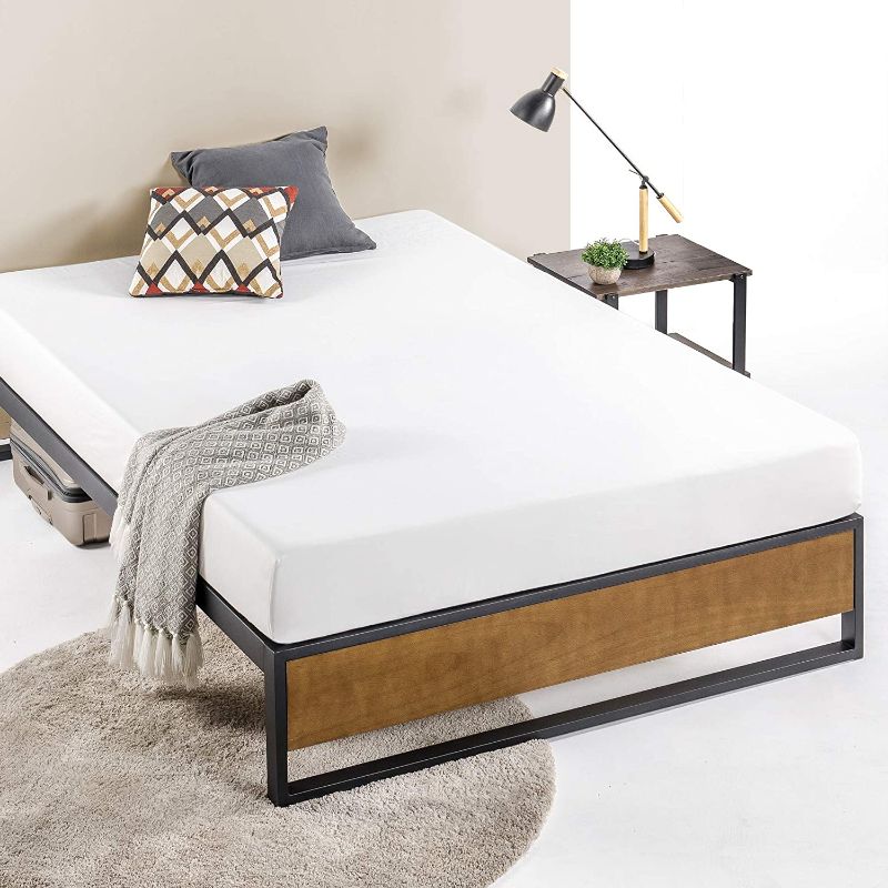Photo 1 of ZINUS GOOD DESIGN Award Winner Suzanne 14 Inch Metal and Wood Platforma Bed Frame / No Box Spring Needed / Wood Slat Suport, Brown, Full
