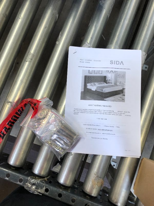 Photo 1 of Nathaniel Home Aliyah Velvet Upholstered Platform Bed Deep Button Tufting Frame Bed with Wingback Headboard/ Mattress Foundation/ Wood Slat Support/ No Box Spring Needed/ Easy Assembly, Silver, King
