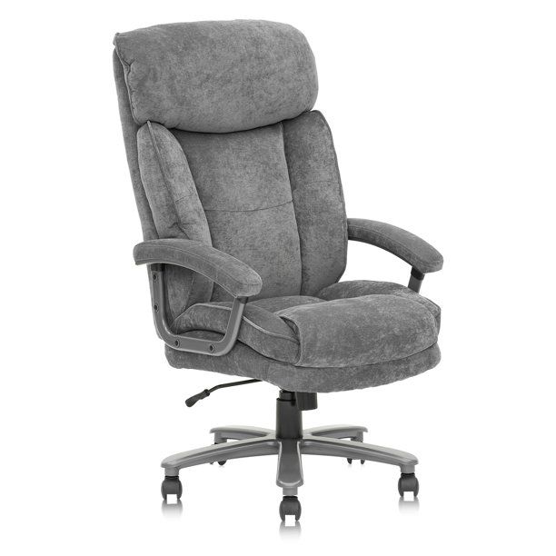 Photo 1 of CLATINA Ergonomic Big & Tall Executive Office Chair with Upholstered Swivel 400lbs High Capacity Adjustable Height Thick Padding Headrest and Armrest for Home Office BIFMA Certified Grey
