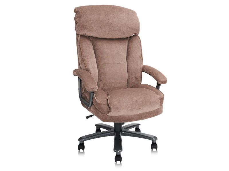 Photo 1 of Office Chair Gaming Chair, Ergonomic Big Chair 400lbs Upholstered Swivel Adjustable Height Thick Padding Headrest, Beige
