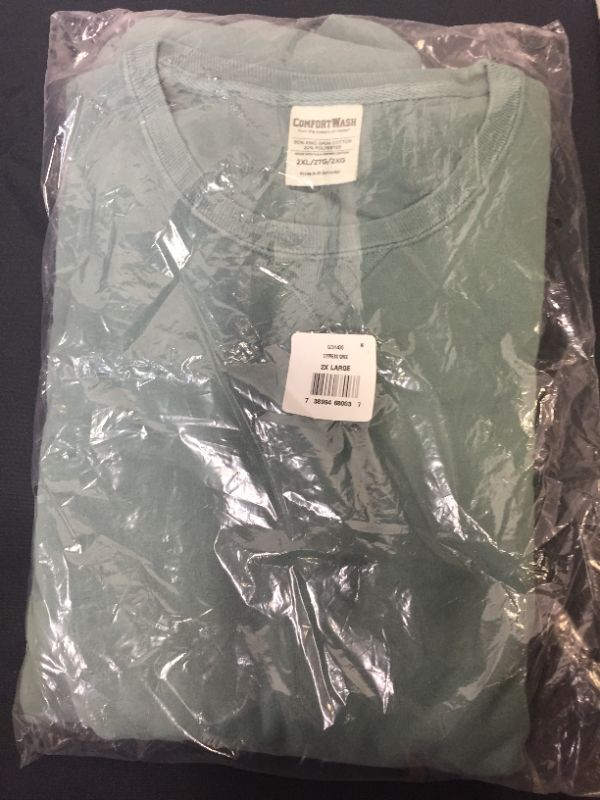 Photo 2 of Hanes Comfortwash Garment Dyed Fleece Sweatshirt Cypress Green Size: 2XL
