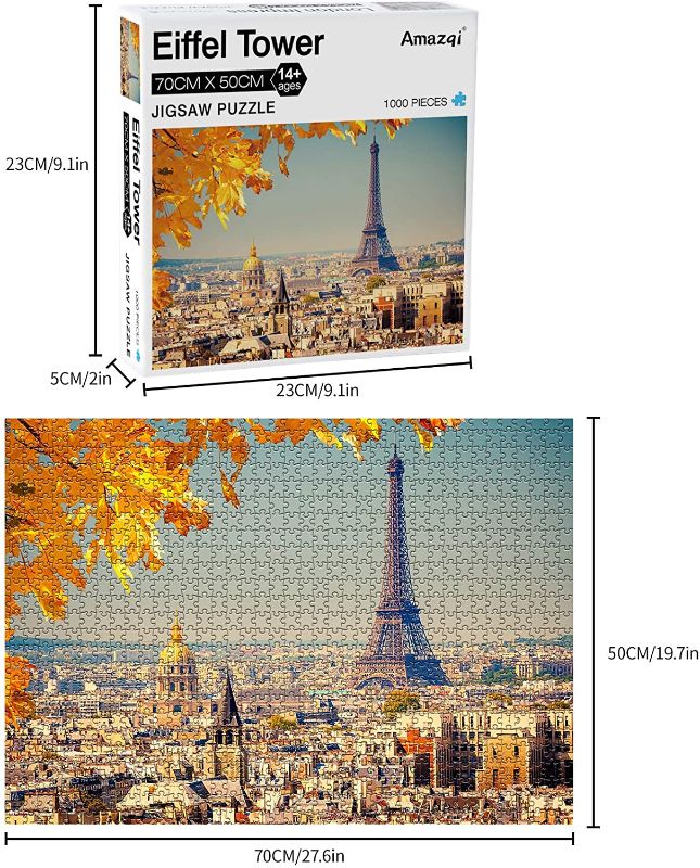 Photo 1 of Jigsaw Puzzles 1000 Pieces for Adults - Eiffel Tower Jigsaw Puzzle with Letters on Back - Premium Cardboard Perfect Interlocking Clear Printing?28×20In?
