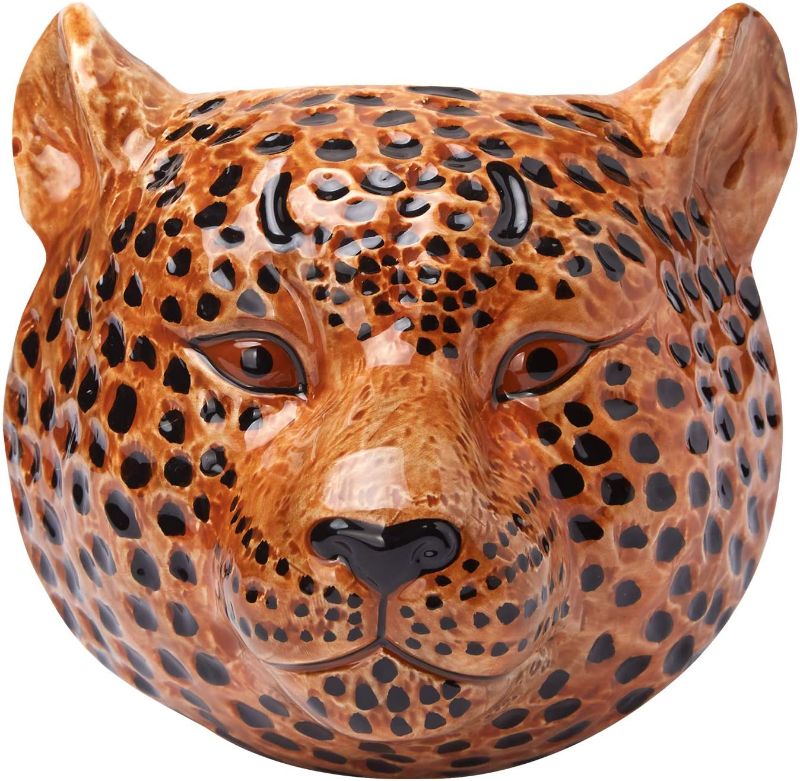 Photo 1 of Ceramic Vase Leopard Head Wall Ornament Flower Vase Modern Home Wall Decor Decorative Vas