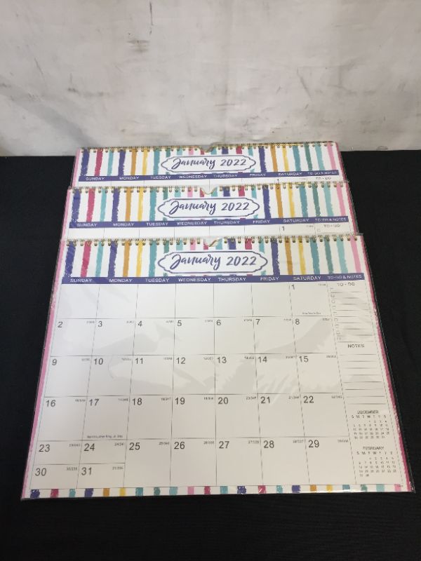 Photo 2 of 2022 Calendar - 2022-2023 Calendar, 18 Monthly Wall Calendar 2022-2023, 14.8" x 11.5", January 2022 to June 2023?Wall Calendar 2022-2023 with Twin-Wire Binding, Hanging Hook, Blocks and Julian Dates - Colorful Stripe (3 PACK)