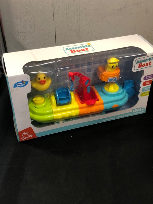 Photo 2 of HOMETTER Bath Toys for Toddlers 12-36 Months, Little Bath Ducky and Boat for 1 2 3 4 5 Year Old Kids, Fun Bathtub Toys
