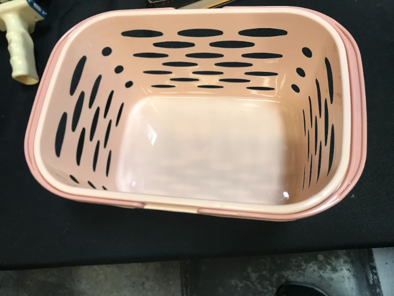 Photo 2 of Portable Shower Caddy Basket with Handles Plastic Baskets Organizer Storage Bins for Bathroom Dorm Kitchen Bedroom, Pink
