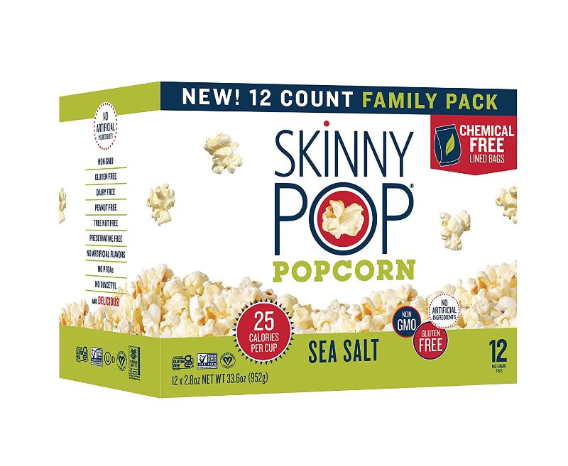 Photo 1 of 2 BOXES - SkinnyPop Sea Salt Microwave Popcorn Bags, Healthy Snacks Microwavable Bags, 2.8 Oz, (Pack of 12), Skinny Pop, Healthy Popcorn, Gluten Free EXP 07/2022