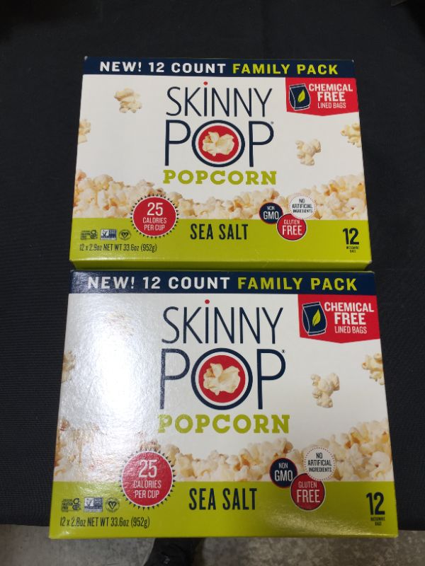 Photo 2 of 2 BOXES - SkinnyPop Sea Salt Microwave Popcorn Bags, Healthy Snacks Microwavable Bags, 2.8 Oz, (Pack of 12), Skinny Pop, Healthy Popcorn, Gluten Free EXP 07/2022