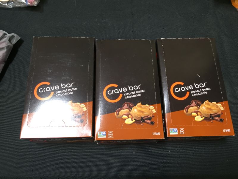 Photo 2 of 3 BOXES - CRAVE BAR - Nutrition Energy Bar, Chocolate Peanut Butter, 6g Protein, 6g Fiber, Non-GMO, Gluten-Free (Pack of 12) EXP MAY 25 2022