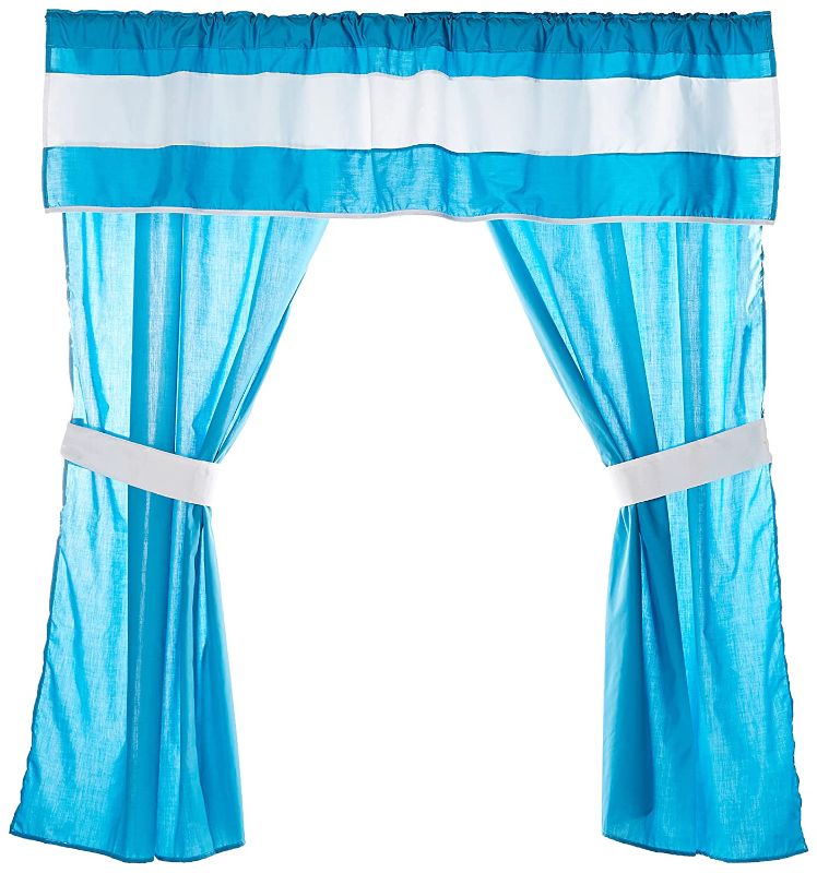 Photo 1 of Baby Doll Sweet Lodge Collection 5Piece Window Valance & Curtain Set in Aqua