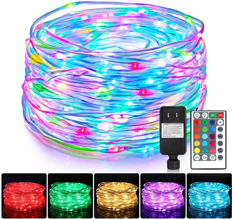 Photo 1 of  52FT 160 LED Color Changing Led Rope Lights Outdoor, Waterproof Twinkle Fairy String Lights with Remote, Copper Wire Tube Lights for Bedroom, Wedding Party Halloween Decoration Lights (RGB)
