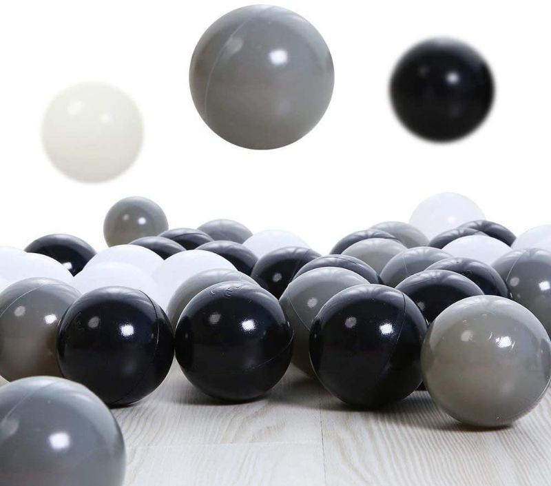 Photo 1 of 100 Pieces Pit Balls Plastic Phthalate Free BPA Free for Toddlers and Kids 2.1 Inches White Black Grey
