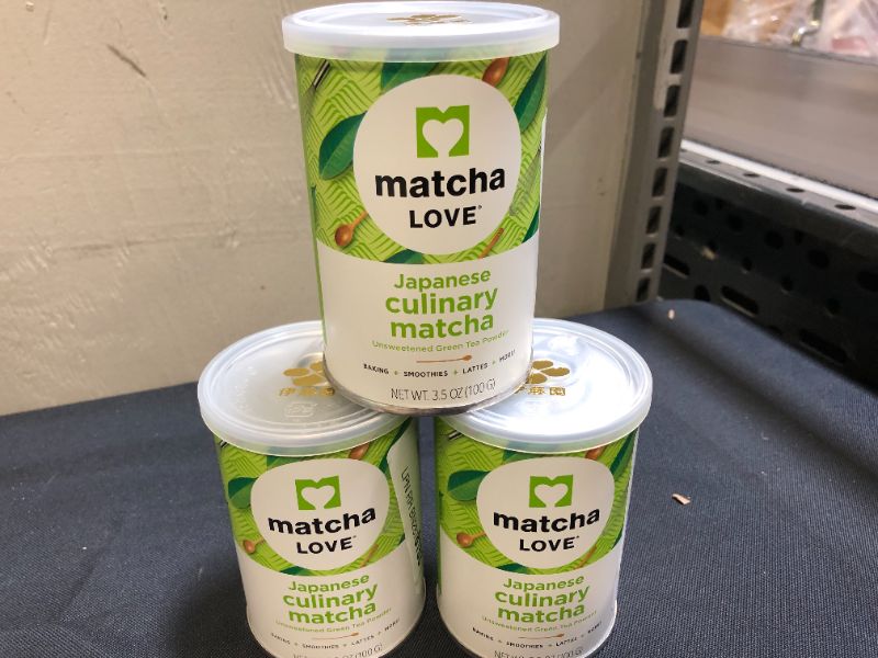 Photo 2 of 3 pack exp 07-2022 Matcha Love Culinary Matcha 3.5 Ounce Finely Milled Green Tea Leaves, Japanese Style Matcha Powder
