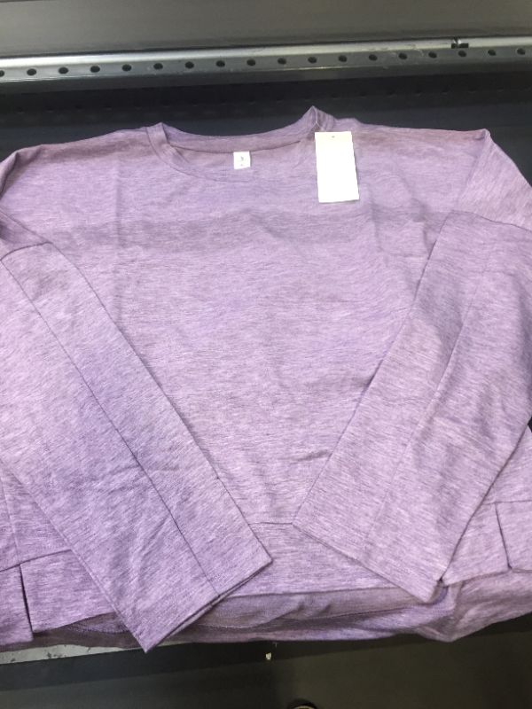 Photo 1 of WOMENS HEATHERED PURPLE CREW NECK LONG SLEEVE SHIRT SIZE XL