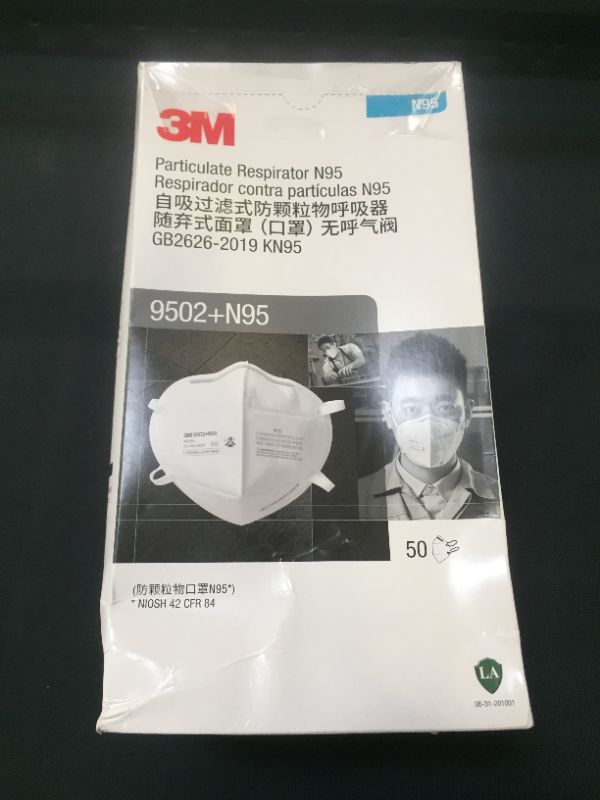 Photo 2 of 3M N95 Particulate Respirator 9502+, Disposable, Helps Protect Against Non-Oil Based Particulates, 50/Pack
