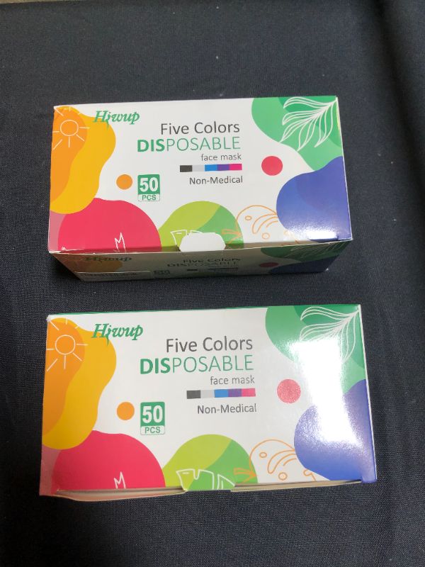 Photo 2 of HIWUP Colored Disposable Face Masks 50 Pack, PFE 99% Face Mask Suitable For Adults And Teens
2 pck