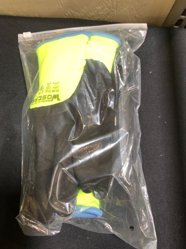 Photo 2 of WINTER NITRILE WORK GLOVES FLEECE LINED WATERPROOF THERMAL BLACK/YELLOW MEDIUM 2 PAIRS