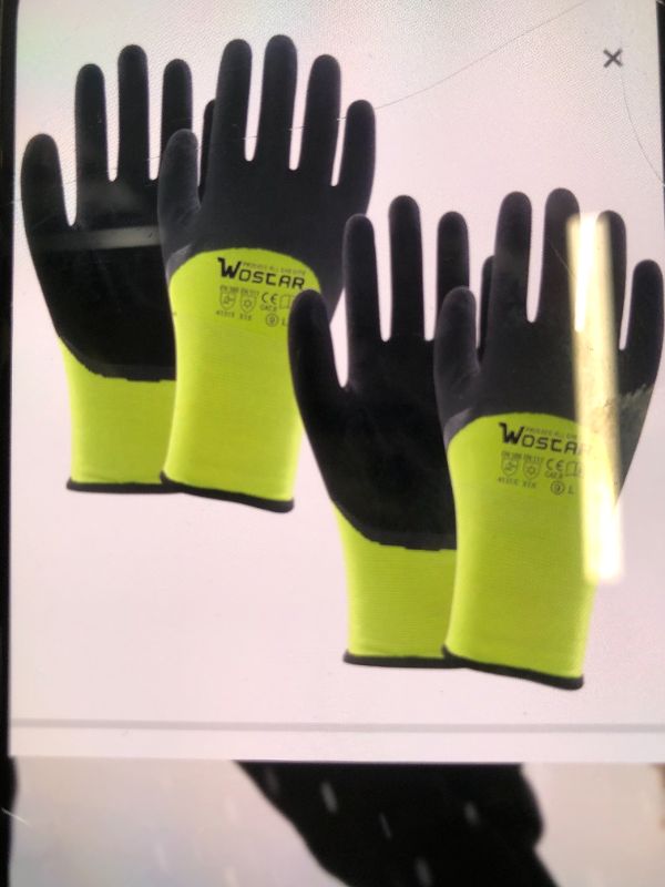 Photo 1 of WINTER NITRILE WORK GLOVES FLEECE LINED WATERPROOF THERMAL BLACK/YELLOW MEDIUM 2 PAIRS