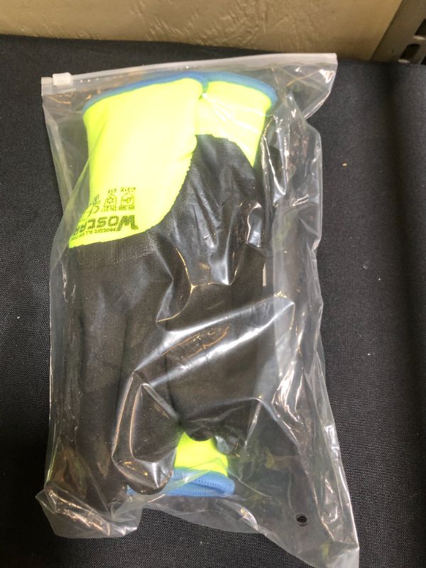 Photo 1 of WINTER NITRILE WORK GLOVES FLEECE LINED WATERPROOF THERMAL BLACK/YELLOW MEDIUM 2 PAIRS
