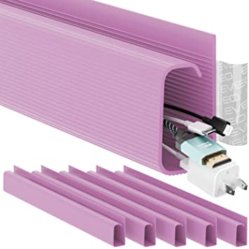 Photo 1 of EVEO Cable Management 96'' J Channel-1 Pack Cord Cover- Cable Raceway - Cable Management Under Desk, Adhesive Stripe Built-in 6X16- Easy to Install Desk Cord Organizer- Cable Management, Sugar Pink
