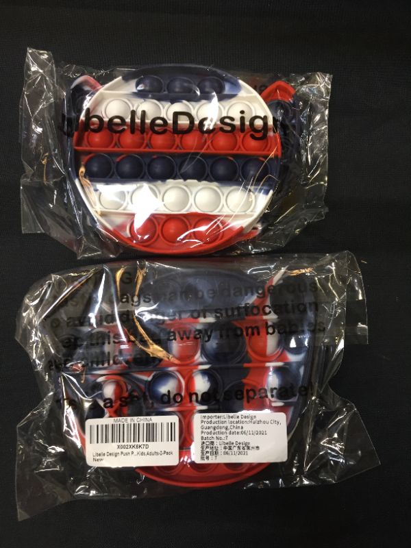 Photo 1 of 2 PC OF RED WHITE BLUE POP FIDGET -- 2 PACKS 