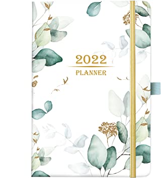 Photo 1 of 2022 Planner - 2022 Weekly/Monthly Planner, 8.4" x 5.7", January 2022 - December 2022, Hard Cover with Thick Paper, Pen Loop, 2 Bookmarks, Back Pocket with 88 Notes Pages - Green --- 2  PACK 
