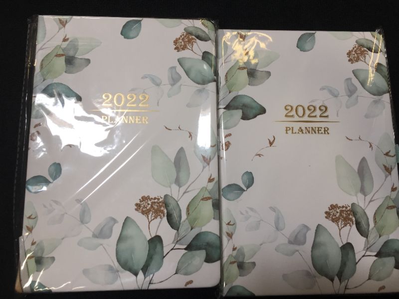 Photo 2 of 2022 Planner - 2022 Weekly/Monthly Planner, 8.4" x 5.7", January 2022 - December 2022, Hard Cover with Thick Paper, Pen Loop, 2 Bookmarks, Back Pocket with 88 Notes Pages - Green --- 2  PACK 
