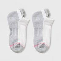 Photo 1 of Dr. Motion Women's 2 PAIRS Mild Compression Ankle Socks 4-10 WHITE/GREY - 2 PCK

