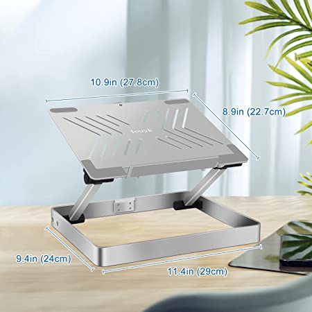 Photo 1 of Iouyk Laptop Stand, Portable Notebook Stand, Ergonomic Computer Stand, Aluminum Computer Riser, Metal Laptop Stand for Desk, Compatible with 10-17.3 Inches Laptops and Tablets
