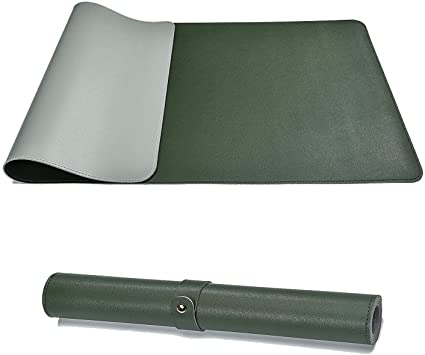 Photo 1 of Large Leather Desk Pad Mats Mouse Pads on Top of Desks Decorations?Dual-Sided Multifunctional Waterproof Office Desk Pad for Office Work/Home/Décor (31.5" x 15.7", Green+Silver)
