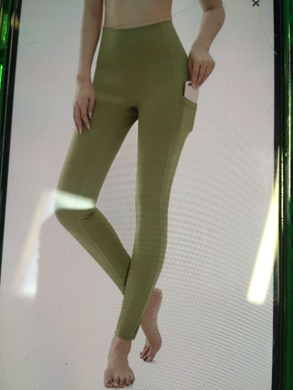 Photo 1 of SEWALU WOMENS HIGH WAIST YOGA PANTS OLIVE GREEN LARGE